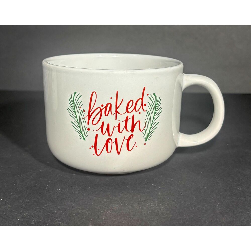 Modern Gourmet Foods Baked With Love Christmas Stoneware Mug White Red Green